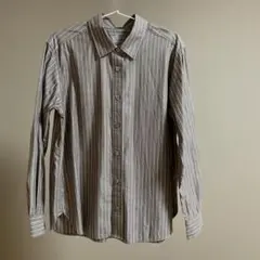 無印良品 ストライプシャツ ブラウン M