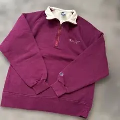 90S champion USA製　ハーフジップスウェット　M