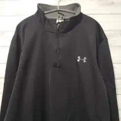 アンダーアーマー ロゴ 刺繍 ハーフジップ 黒 プルオーバー USA古着