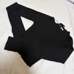 ブラック クロスデザイン ニット XS