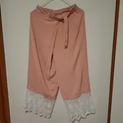 未使用 ボトムス パンツ ズボン レース ワイドパンツ ピンク レディース