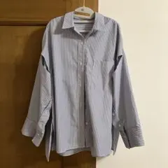 新品未使用 MOUSSY ストライプシャツ 長袖 ブルー系 F
