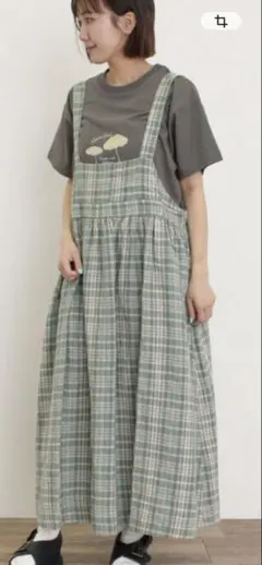 サマンサモスモス【美品】クロスリネン ジャンスカ