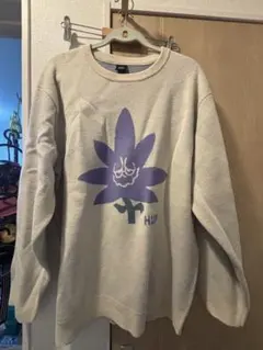 HUF 紫色の花 グラフィック セーター XL