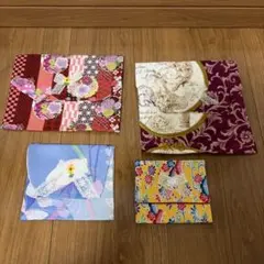 【ハンドメイド・未使用】和風デザイン封筒型ポーチセット 4点