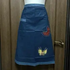 蝶パッチワーク　ウエストエプロン