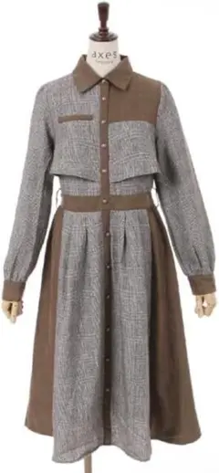 axes femme アクシーズファム ロングチェックワンピースアシンメトリー