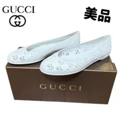 【美品】GUCCI グッチ GG柄 ラバー フラットシューズ ホワイト 35のサムネイル