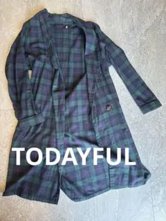 TODAYFUL チェック柄ロングカーディガン トレンチコート