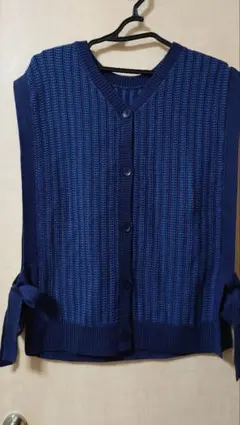 ネイビー リブ編み ニットベスト