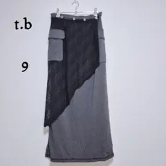 tb センソユニコ 異素材レース付き 2wayロングスカート グレー M