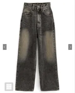 GRL ブリーチハイウエストワイドデニムパンツ ブラック XS cu538