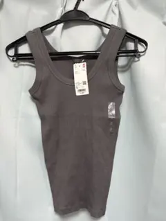 【未使用】UNIQLO リブタンクトップ S 定番グレー 大人カジュアル