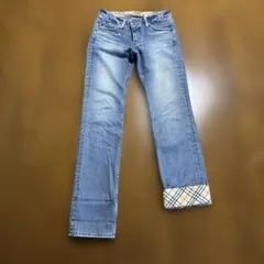 Burberry ストレートデニム チェック柄裾