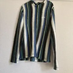 ストライプ クルーネック ニット