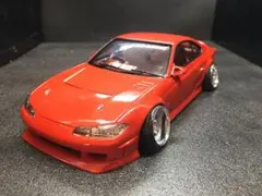 トミカ改造 マツダ RX7 ドリ車仕様 フルエアロ 赤 深リムホット
