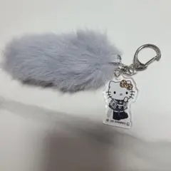 ハローキティ ヒョウ柄　ギャル　ファー付きキーホルダー