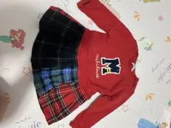 ミキハウス　ワンピース　クリスマス　チェックワンピース