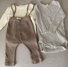 nunubiel サロペット ベージュ Mサイズ 韓国ベビー服 ベビーボトムス