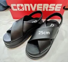 CONVERSE 厚底 ブラックサンダル 25cm 未使用に近いのサムネイル
