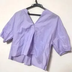 半袖 ブラウス シャツ パープルのサムネイル