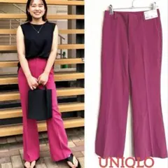 新品タグ付き/ ユニクロ ドレープフレアパンツ ピンク S