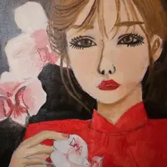 女性の肖像 油彩画 着物 8号 F8 油絵 人物画#2 - メルカリ