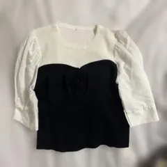 半袖パフスリーブ シャツ 白黒 SHEIN