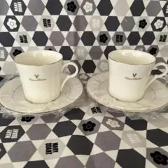Giovanni Valentino カップ＆ソーサー 2客セット 金彩 白