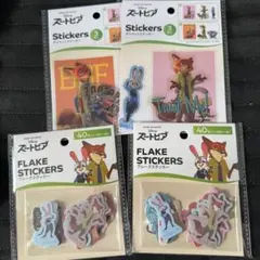 セリア　Disney ズートピア　ダイカットステッカー　フレークシール　4点