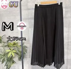 GU ジーユー プリーツロングスカート 黒 M ウエストゴム レディース