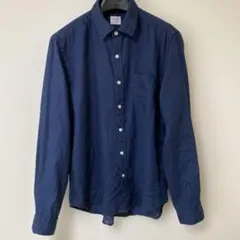 BACK NUMBER 麻 長袖シャツ ネイビー Lのサムネイル