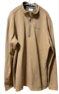 US古着　コロンビア　ハーフジップ　裏起毛　L ベージュ