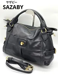 美品✨サザビー 黒 レザー ショルダー ハンドバッグ 2way A4