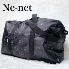 Ne-net ネネット にゃー 総柄 ボストンバッグ 2WAY 大容量 黒のサムネイル