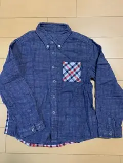 コットン100% チェック柄 長袖シャツ　140