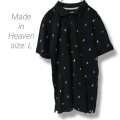 【メイドインヘブン】Made in Heaven スカル刺繍 ポロシャツ L 黒