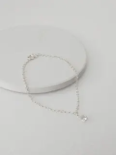 シルバー925 チェーンブレスレット クリスタル付き