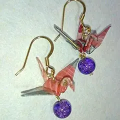 小津和紙の折り鶴ピアス