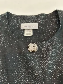 TOP SEASON ブラックノーカラージャケットスパンコール