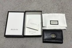 極美品 グッチ キーケース 6連 GG シマ レザー ネイピー 専用箱 説明書