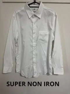 ユニクロ　UNIQLO スーパーノンアイロン　スリムフィット　L シャツ　白