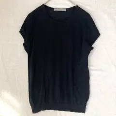 美品　セオリーリュクス　洗える　リネン　ナイロン　ニット　フレンチスリーブ　38