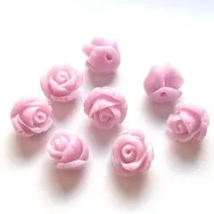 8個 バラ 練り珊瑚 ビーズ ピンクパープル 8×厚み8mm