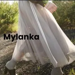 Mylankaミランカ ロングチュールフレアスカート　ブラウンのサムネイル