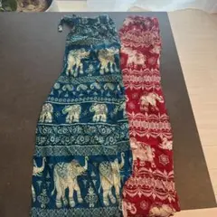 象プリント サルエルパンツ 2点セット
