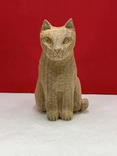 ヴィンテージ　木彫り　カービングオブジェ　置物　猫ねこ ヴィンテージ 木彫り カービングオブジェ 置物 猫ねこ アンティーク風
