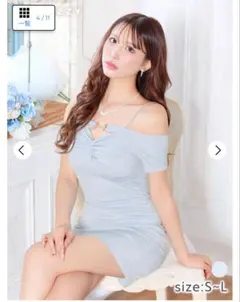 DaisyStore オフショルダー ライトブルー タイトドレス M