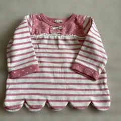 No.94 ピンクと白のストライプ長袖Ｔシャツ 80cm