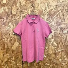 adabat 半袖ポロシャツ 刺繍ワンポイント 綿混在 ピンク レディース M